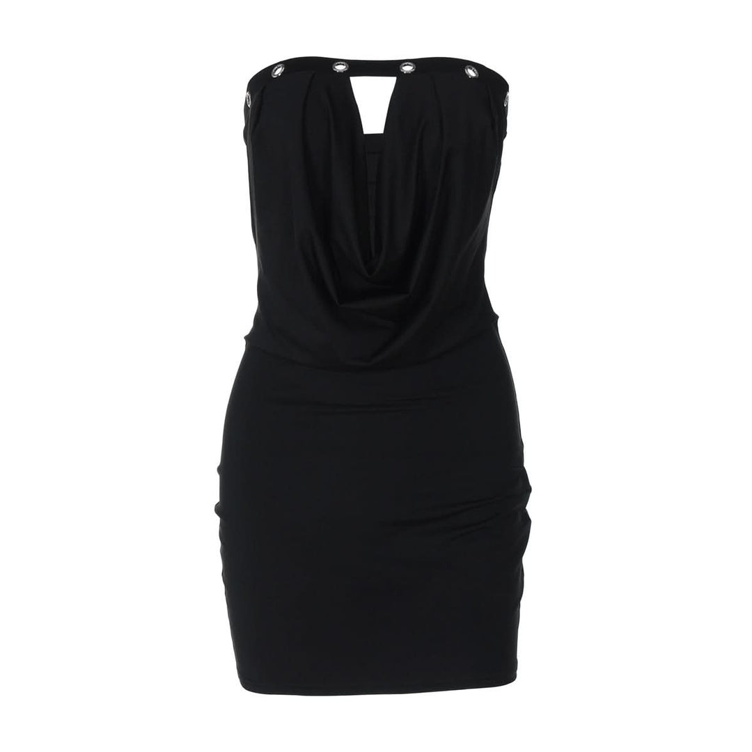 Hollow out ruched backless tube cut out mini dress  | Festival Outfits Women-final-sale