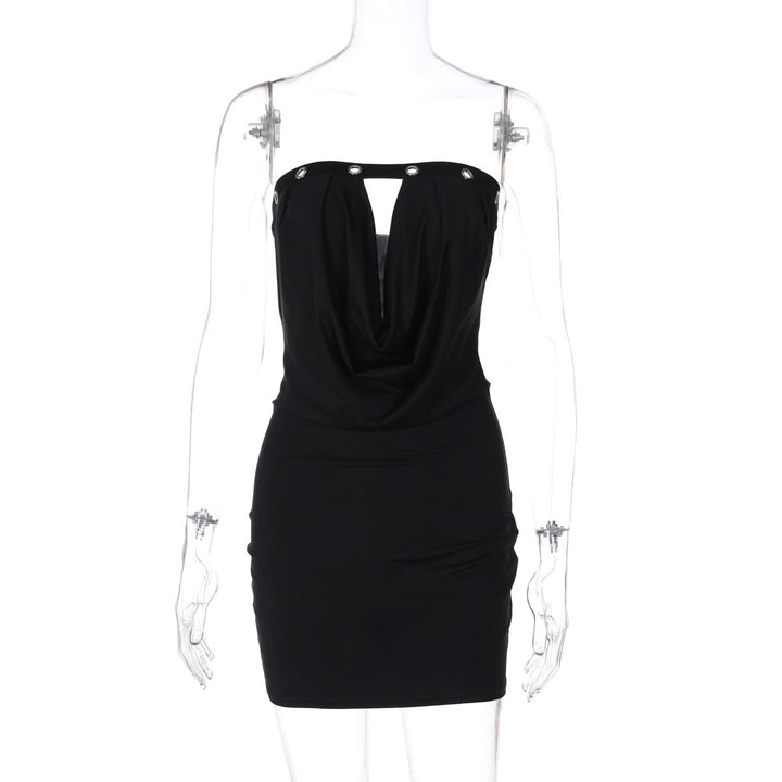 Hollow out ruched backless tube cut out mini dress  | Festival Outfits Women-final-sale