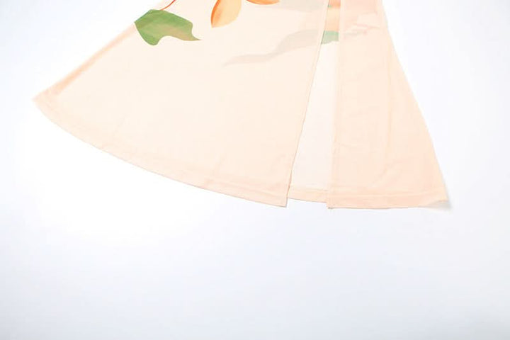 Slit ruched flower print mesh maxi skirt  | Festival Outfits Women