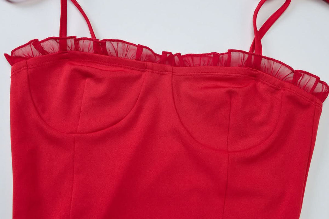 Irregular ruffle self tie solid cami midi dress  | Festival Outfits Women-final-sale