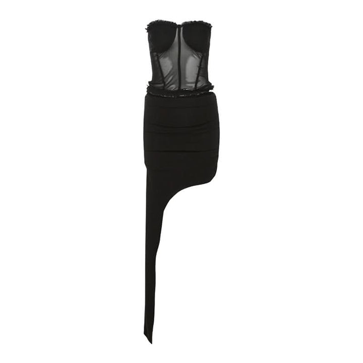 Irregular ruffle ruched tube mini skirt set  | Festival Outfits Women