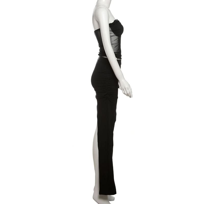 Irregular ruffle ruched tube mini skirt set  | Festival Outfits Women