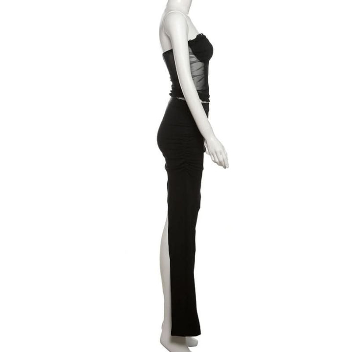 Irregular ruffle ruched tube mini skirt set  | Festival Outfits Women