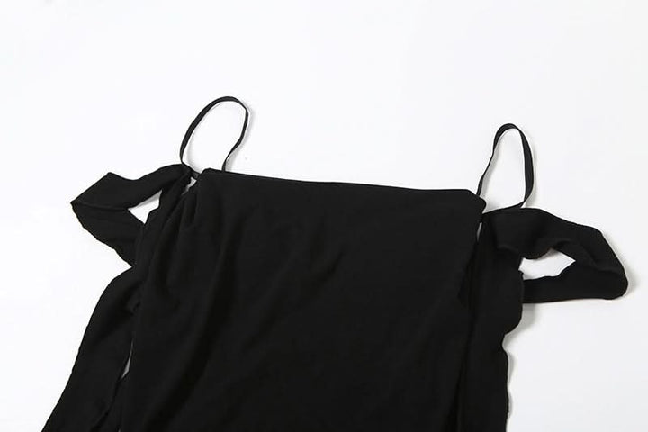Mesh irregular backless cami maxi dress  | Festival Outfits Women