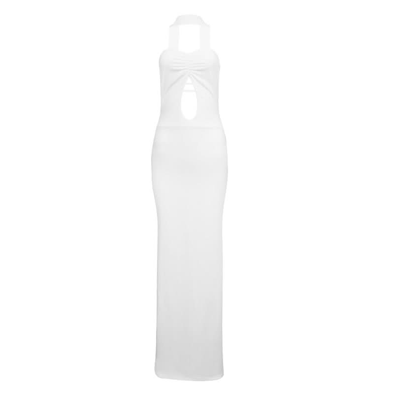 Ruched hollow out backless tube cut out maxi dress  | Festival Outfits Women