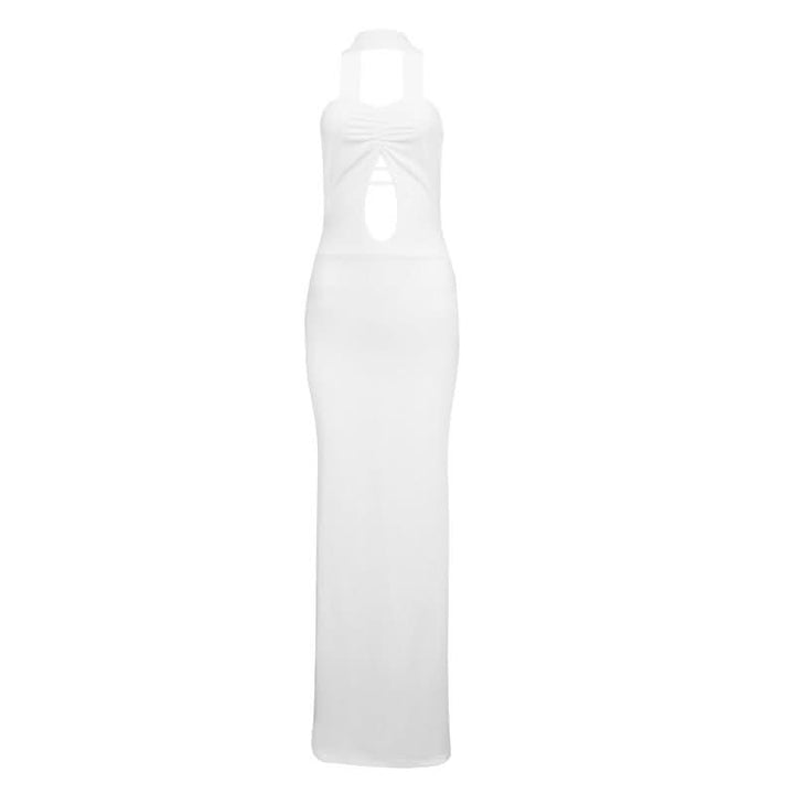 Ruched hollow out backless tube cut out maxi dress  | Festival Outfits Women