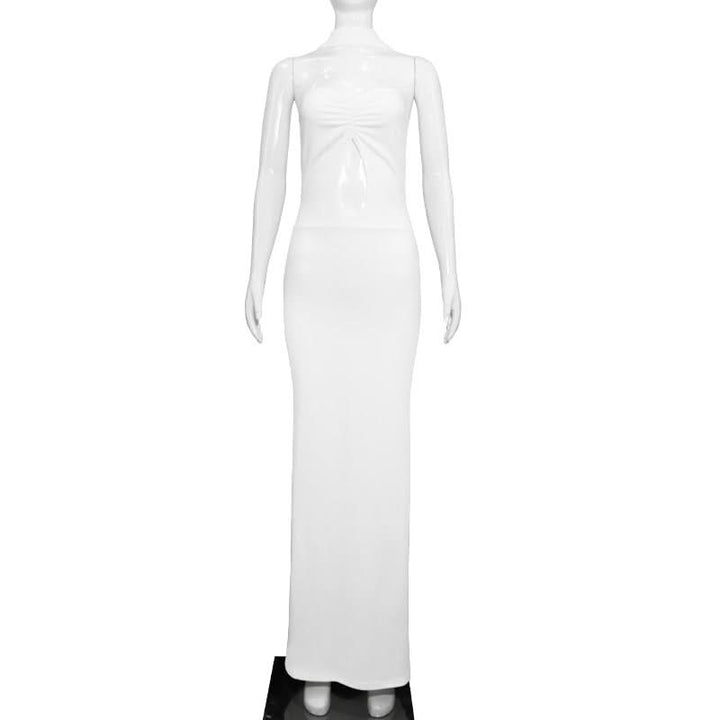 Ruched hollow out backless tube cut out maxi dress  | Festival Outfits Women