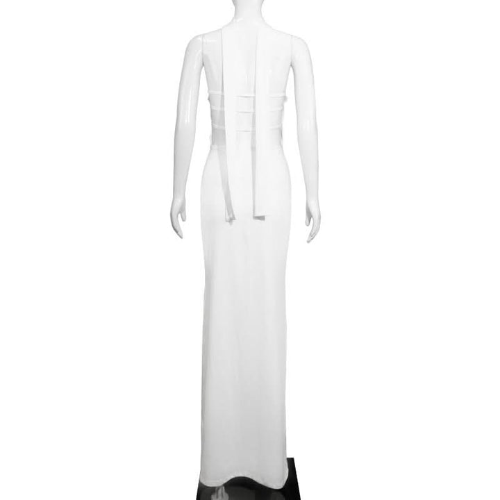 Ruched hollow out backless tube cut out maxi dress  | Festival Outfits Women