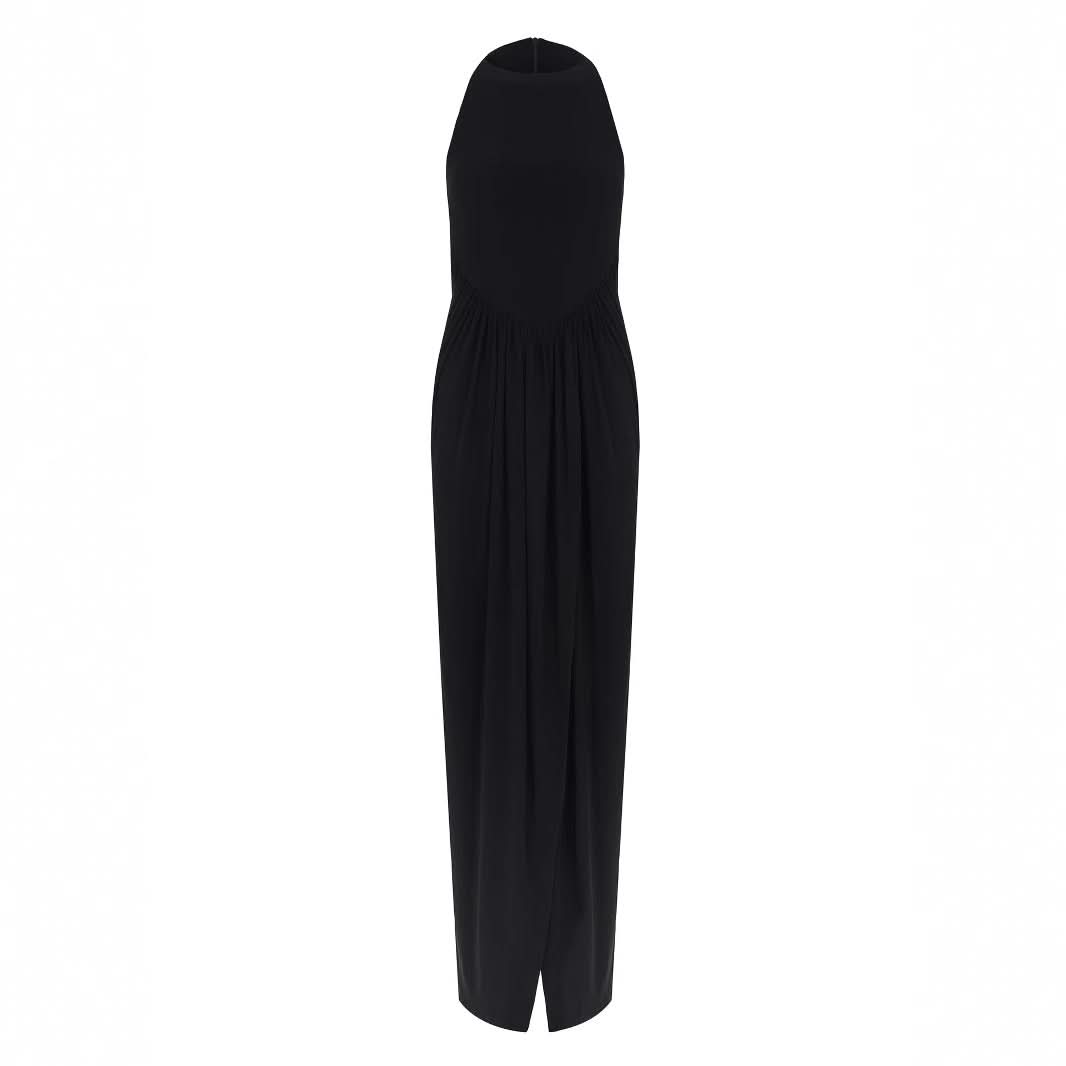 Crewneck slit sleeveless zip-up maxi dress  | Festival Outfits Women