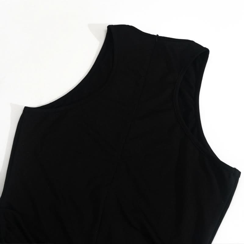 Crewneck slit sleeveless zip-up maxi dress  | Festival Outfits Women