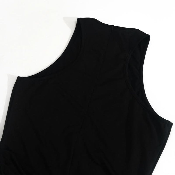 Crewneck slit sleeveless zip-up maxi dress  | Festival Outfits Women