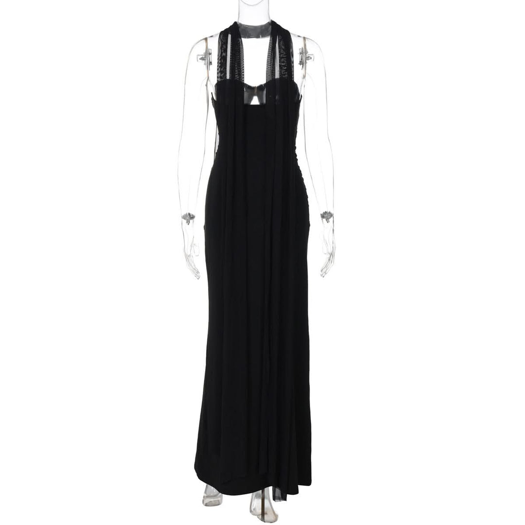 Hollow out ruched backless tube cut out maxi dress  | Festival Outfits Women-final-sale