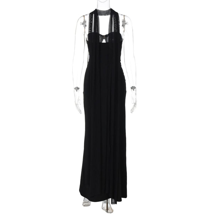 Hollow out ruched backless tube cut out maxi dress  | Festival Outfits Women-final-sale