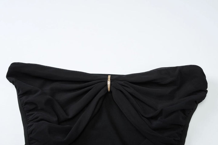 Hollow out ruched backless tube cut out maxi dress  | Festival Outfits Women-final-sale