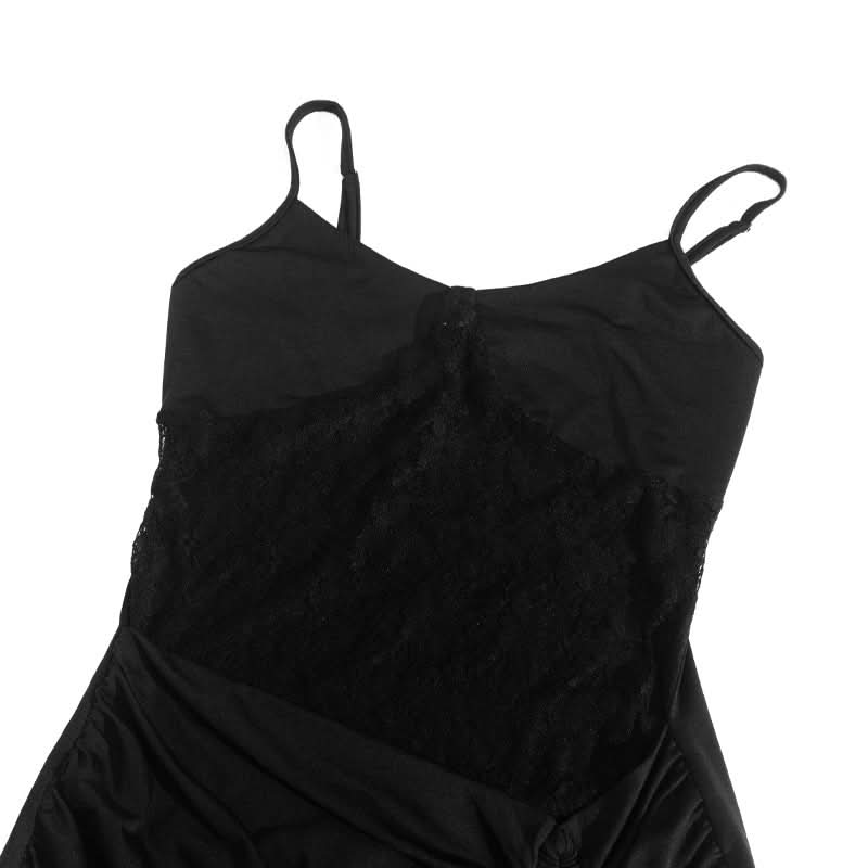 Drawstring ruched lace u neck cami mini dress  | Festival Outfits Women