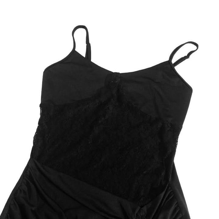 Drawstring ruched lace u neck cami mini dress  | Festival Outfits Women
