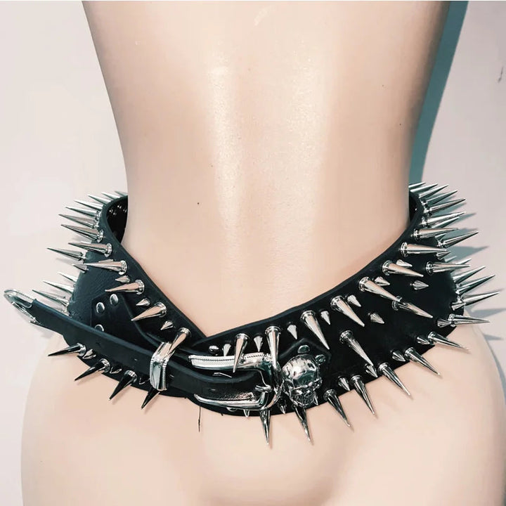 Rivet skull applique buckle belt  | Festival Outfits Women