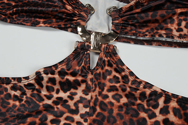 Leopard print hollow out jumpsuit  | Festival Outfits Women