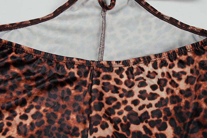 Leopard print hollow out jumpsuit  | Festival Outfits Women