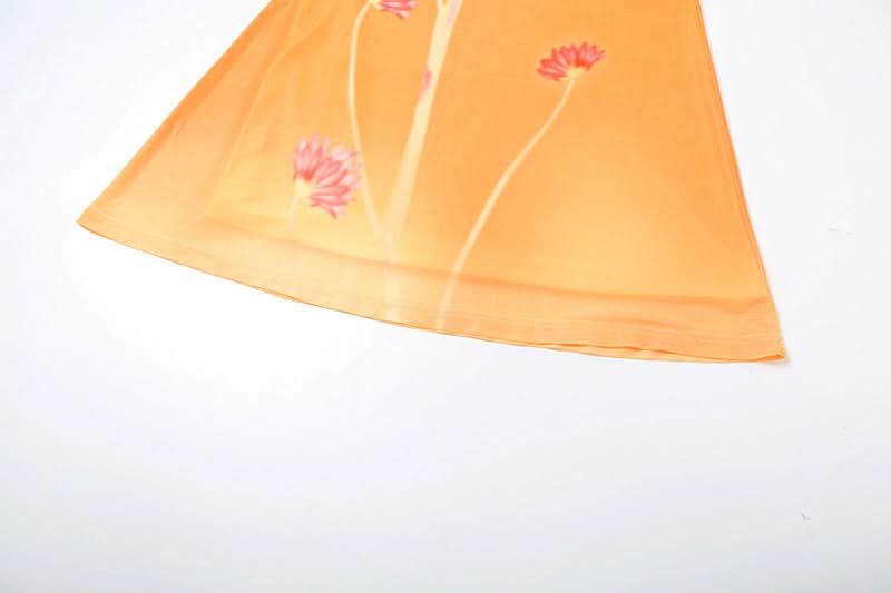 Mesh flower print contrast maxi skirt  | Festival Outfits Women