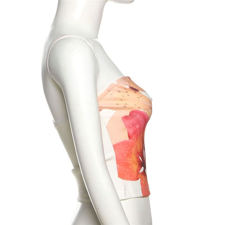 Flower print backless contrast tube top  | Festival Outfits Women