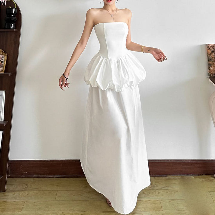 Ruched backless solid tube mini dress  | Festival Outfits Women