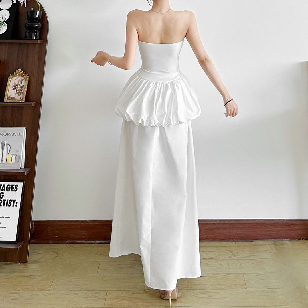 Ruched backless solid tube mini dress  | Festival Outfits Women