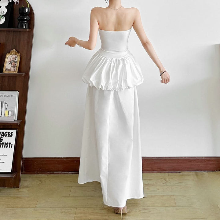 Ruched backless solid tube mini dress  | Festival Outfits Women