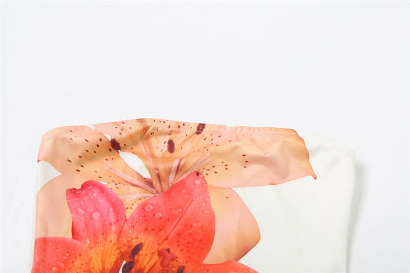 Flower print backless contrast tube top  | Festival Outfits Women