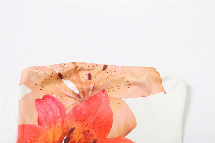 Flower print backless contrast tube top  | Festival Outfits Women