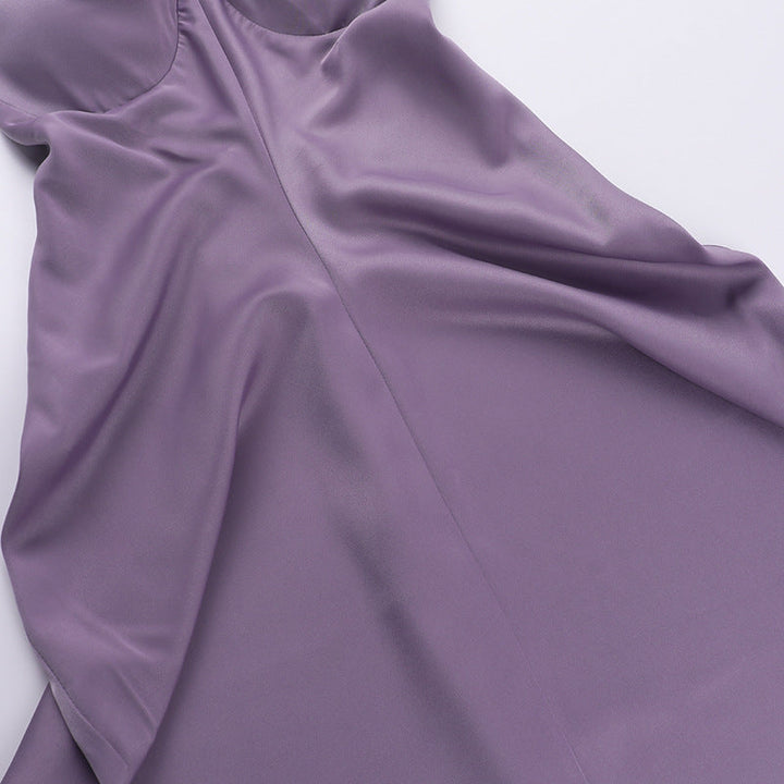 Padded satin ruched backless cami maxi dress  | Festival Outfits Women-final-sale