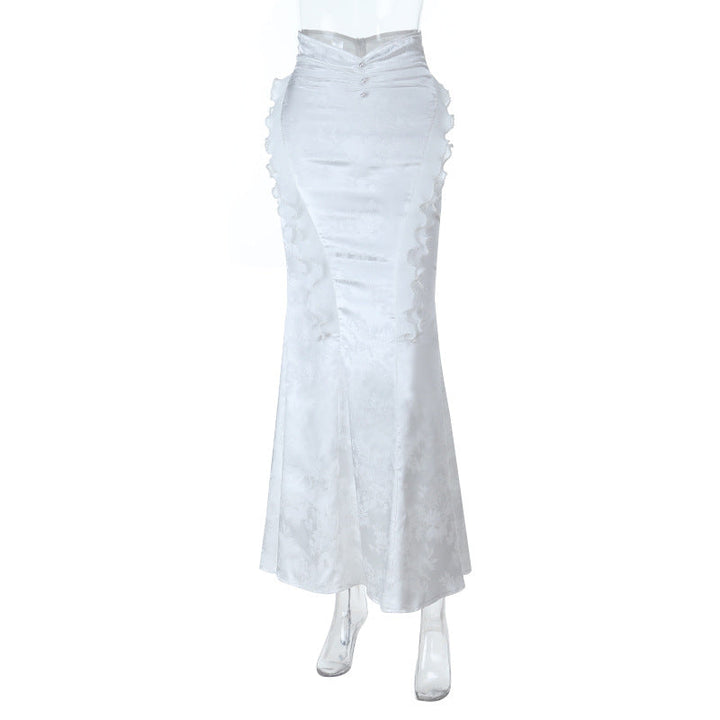 Beaded ruffle lace zip-up maxi skirt  | Festival Outfits Women