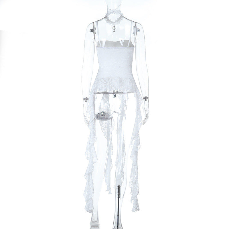 Cross pattern lace backless cami top  | Festival Outfits Women-final-sale