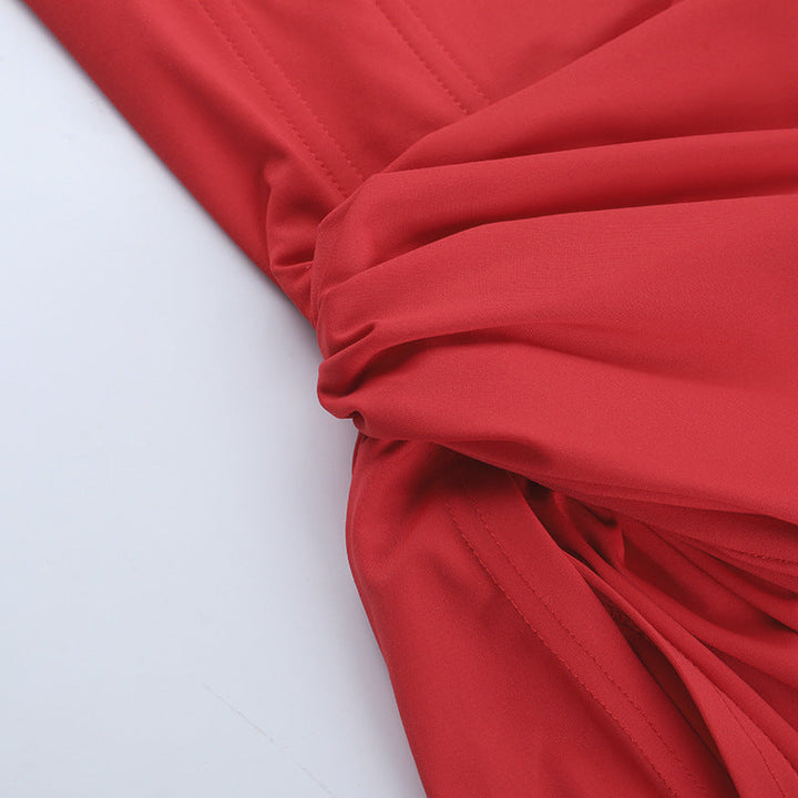 Square neck ruched high slit cami maxi dress  | Festival Outfits Women