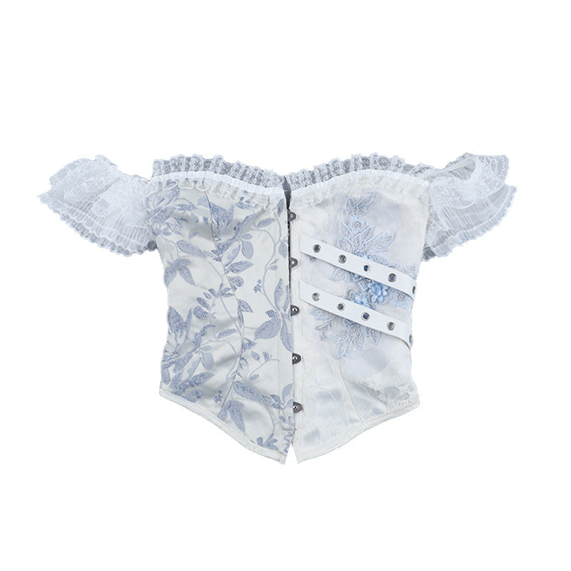 Off shoulder sweetheart neck smocked flower pattern top  | Festival Outfits Women
