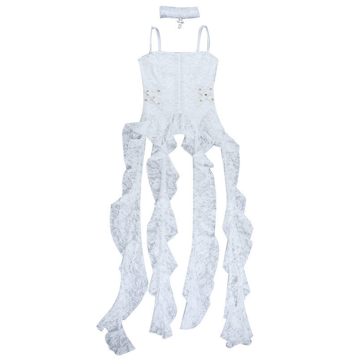Cross pattern lace backless cami top  | Festival Outfits Women-final-sale