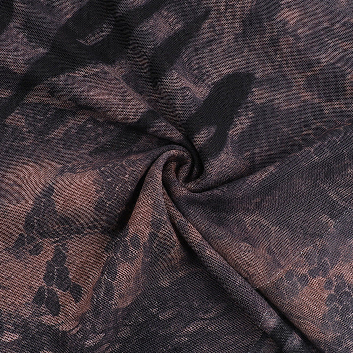 V neck print mesh cami mini dress  | Festival Outfits Women