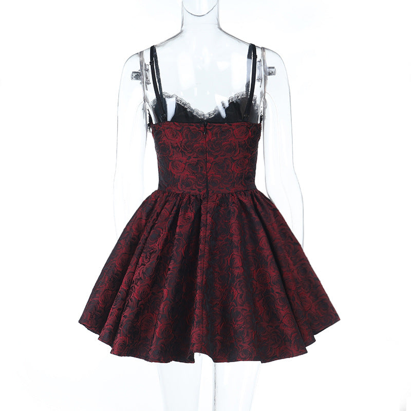 Lace up ruffle zip-up cami mini dress  | Festival Outfits Women