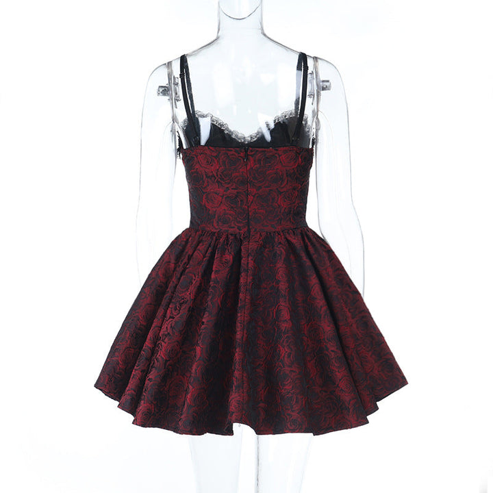 Lace up ruffle zip-up cami mini dress  | Festival Outfits Women