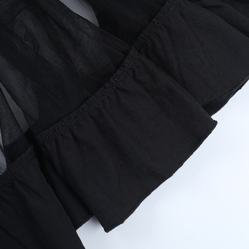 O ring mesh irregular mini skirt  | Festival Outfits Women