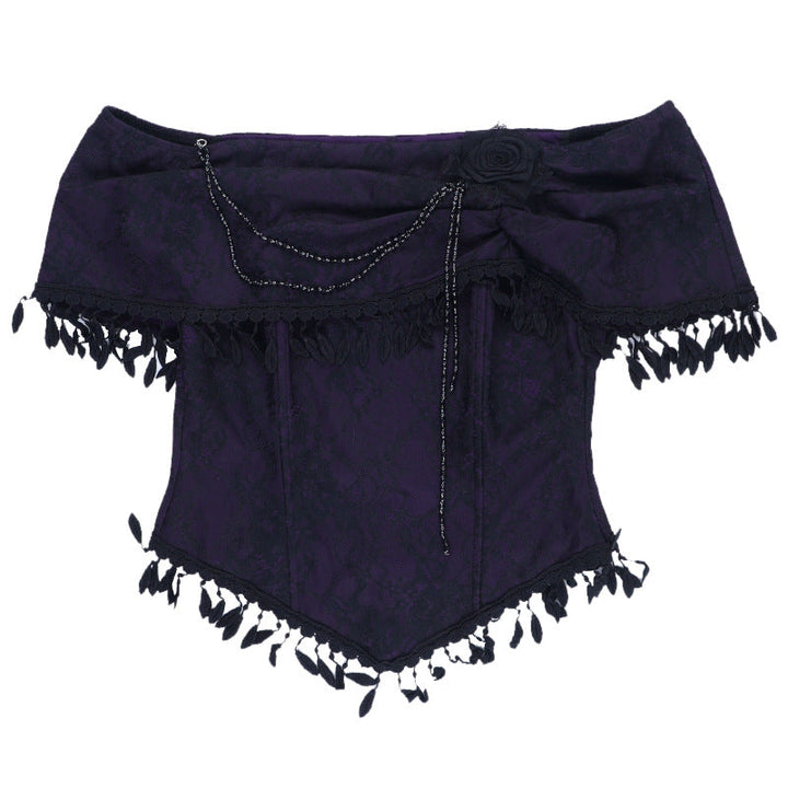 Off shoulder tassels beaded ruched top  | Festival Outfits Women