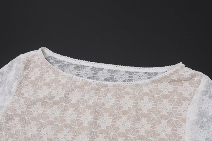 Long sleeve lace crewneck crop maxi skirt set  | Festival Outfits Women