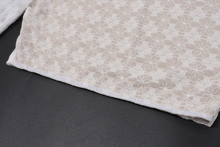 Long sleeve lace crewneck crop maxi skirt set  | Festival Outfits Women