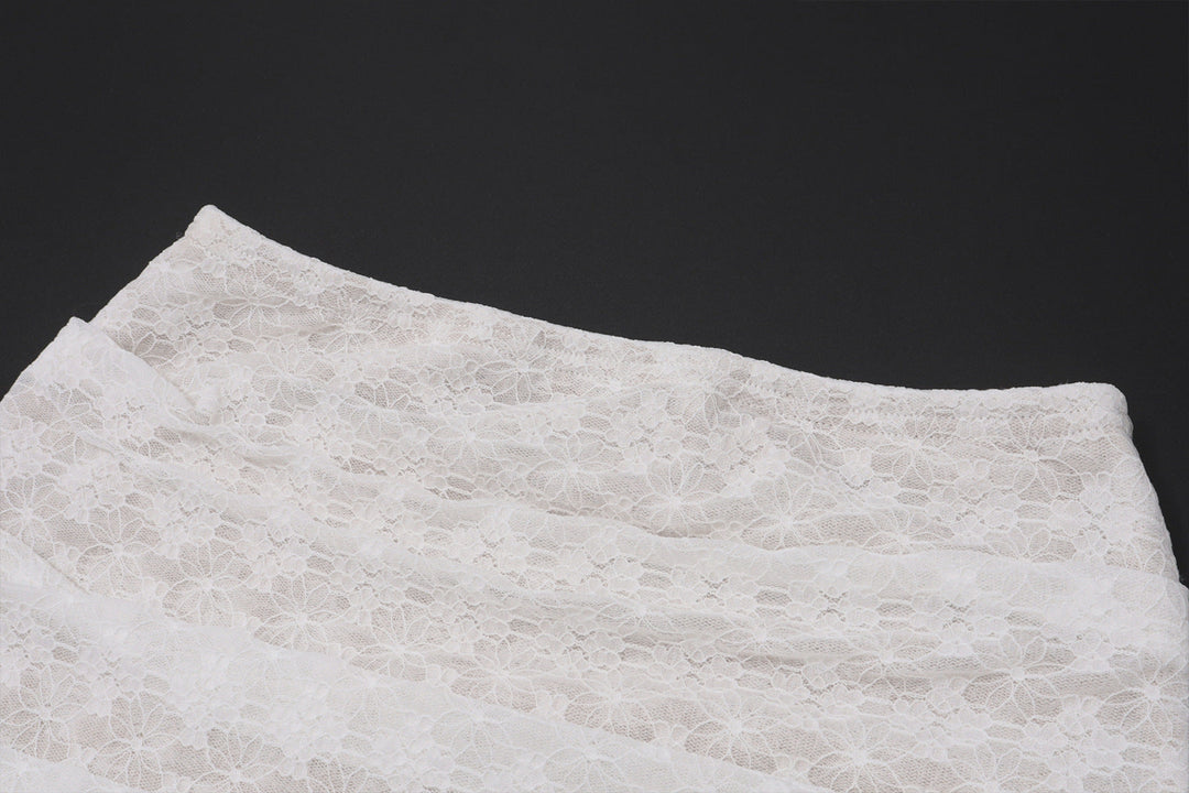 Long sleeve lace crewneck crop maxi skirt set  | Festival Outfits Women