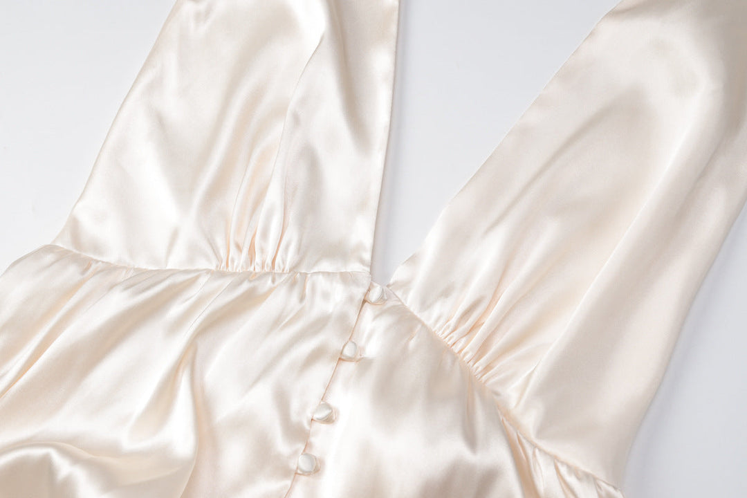 Halter deep v neck satin mini dress  | Festival Outfits Women