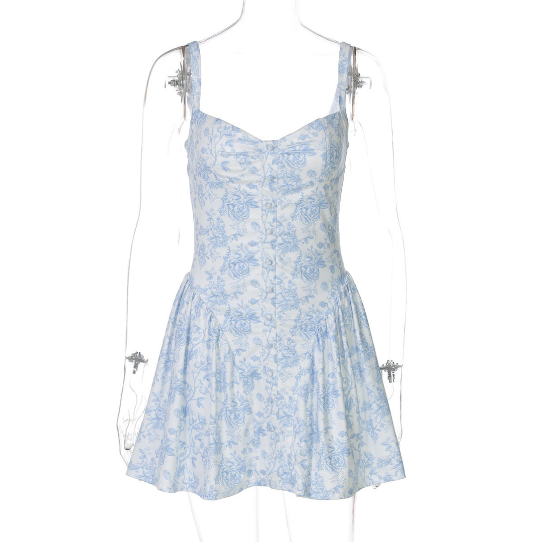 Flower print ruched v neck cami mini dress  | Festival Outfits Women
