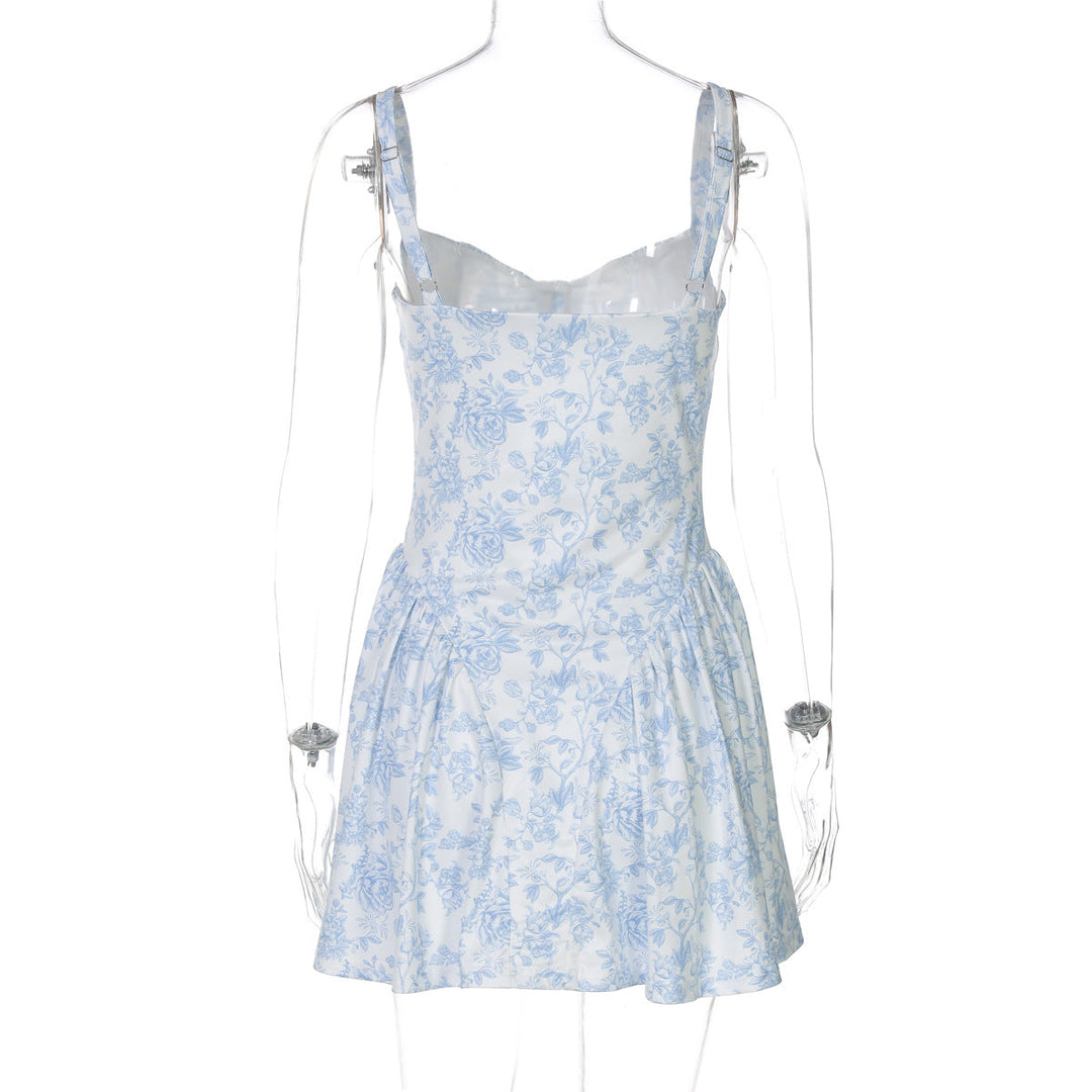 Flower print ruched v neck cami mini dress  | Festival Outfits Women