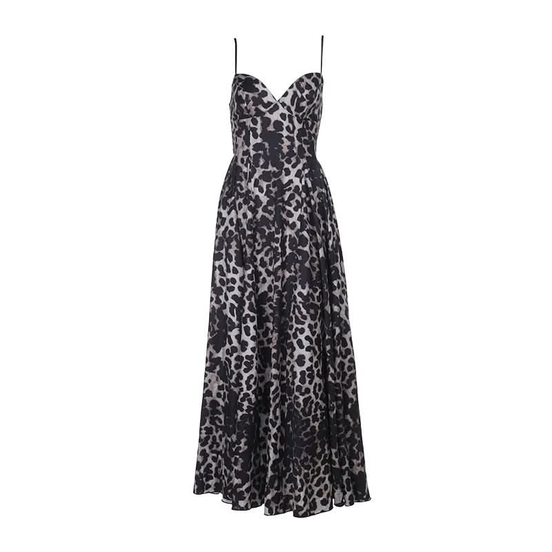 Leopard print v neck smocked cami maxi dress  | Festival Outfits Women