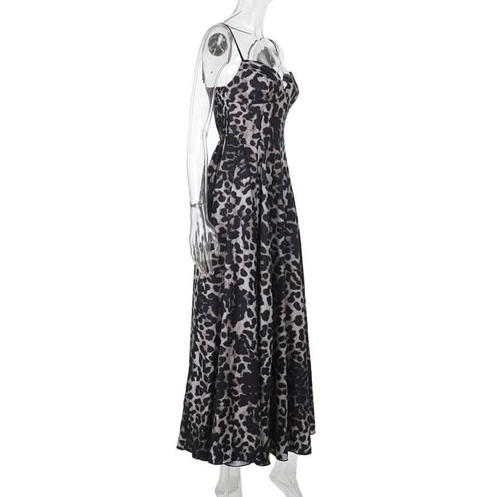 Leopard print v neck smocked cami maxi dress  | Festival Outfits Women