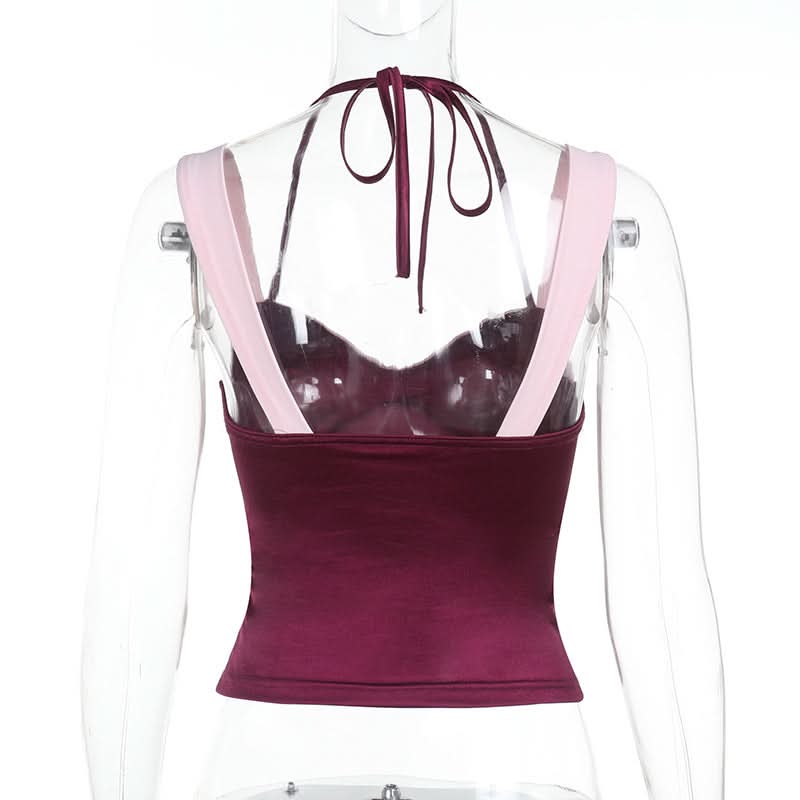 Ruched v neck halter self tie cami top  | Festival Outfits Women